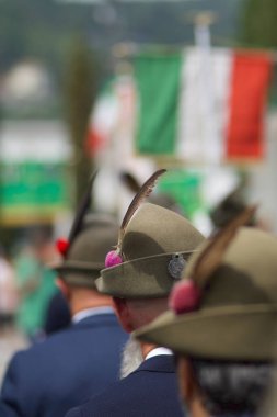 close-up of the feather of the Italian alpine bersagliere hat