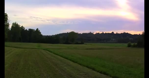 Espectacular Vista Del Dron Una Puesta Sol Campo Verano — Vídeos de Stock