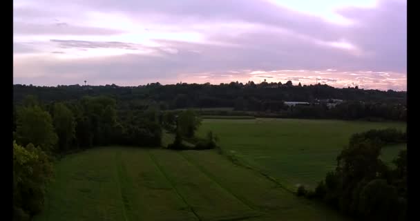 Espetacular Vista Drone Pôr Sol Campo Hora Verão — Vídeo de Stock