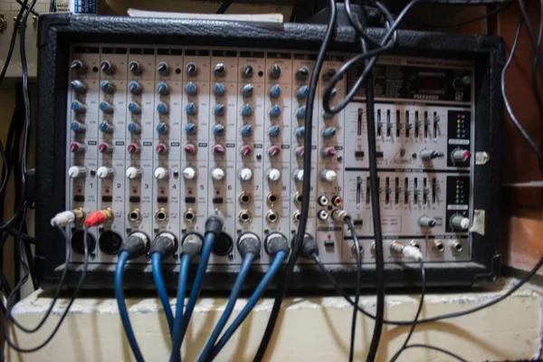Mixer Amplifier Music Recording Studio Close — Stock Photo, Image