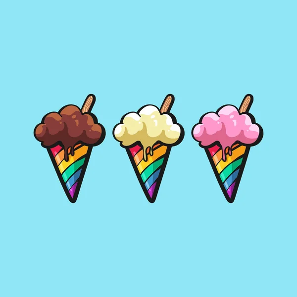 Free Vector Lgbt Pride Illustration Rainbow Ice Cream Set — Stock Vector