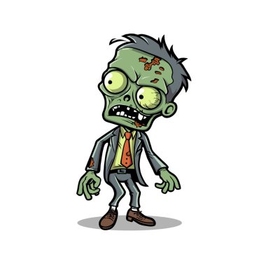 Ölümsüz eğlenceli Çizgi film Yaşayan Zombi Karakteri Çizimi, Ürkütücü, Cadılar Bayramı