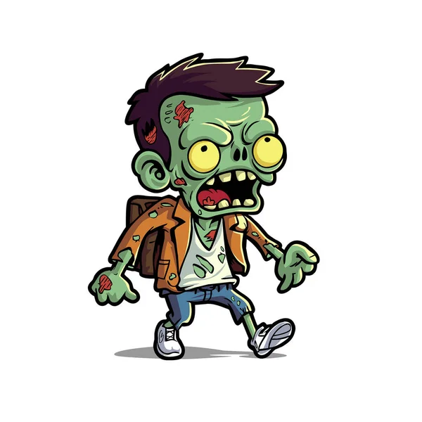 Diversión Muertos Vivientes Dibujos Animados Zombie Carácter Ilustración Espeluznante Halloween — Vector de stock