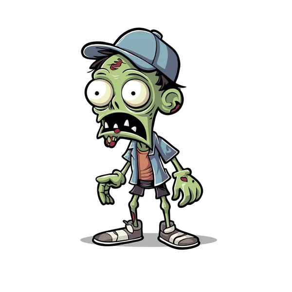 Nieumarłych Zabawy Kreskówka Żywy Zombie Postać Ilustracja Upiorny Halloween — Wektor stockowy