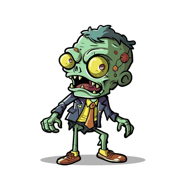 Undead Fun Cartoon Lively Zombie Character Illustration Spooky Halloween — Stock Vector