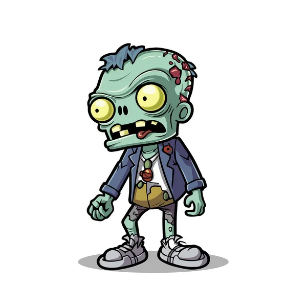 Diversión Muertos Vivientes Dibujos Animados Zombie Carácter Ilustración Espeluznante Halloween — Vector de stock