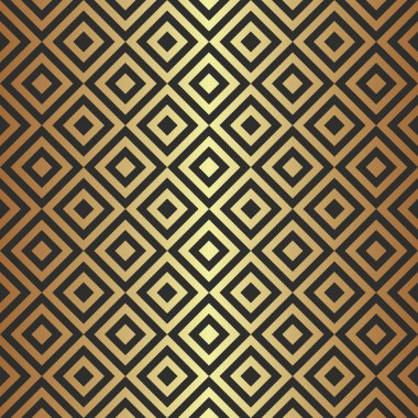 Altın zemin üzerinde kare eşkenar dörtgen desenli kusursuz desen, elmas tekrarlama deseni, parmak izi için vektör çizimi.