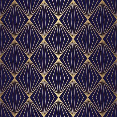 Altın köşeli kare ve çizgilerle Art Deco kusursuz desen.