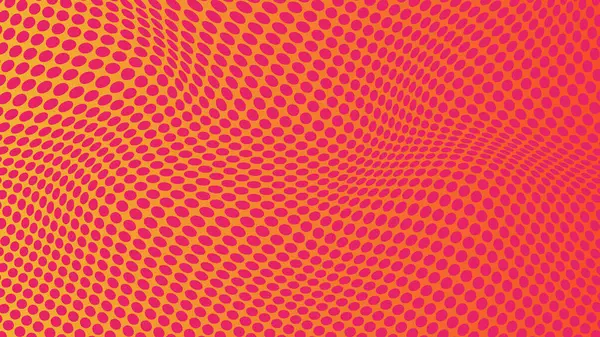 Yellow orange wavy dot pattern background with distort, optical illusion, vector illustration.	