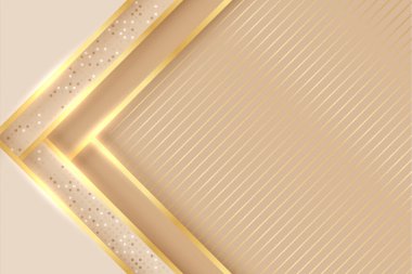 Luxury gold background with paper cut layer and golden line in 3d paper art style.	