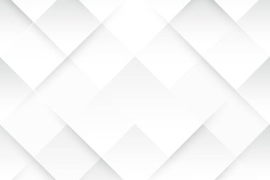 Üstüste binen karelerin geometrik desenli beyaz bir arka plan. Derinlik ve boyut hissi ile beyazın farklı tonlarında. 3D kağıt sanat biçimi.