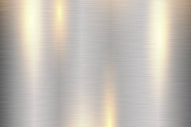 Gümüş fırçalı çelik dokusu, krom arka plan vektör çizimi.