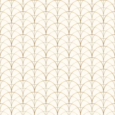 Narin altın kavisler büyüleyici bir Art Deco deseni oluşturmak için kenetlenir. Tasarım, temiz beyaz bir arkaplanda zarafet ve sofistike bir hava yaratıyor..