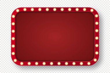 Retro light box frame border with 6:4 aspect ratio, red shining marquee banner, vector isolated, cut out.	