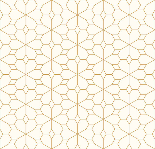 Бесшовный геометрический узор с шестиугольной и золотой сеткой, векторная иллюстрация.