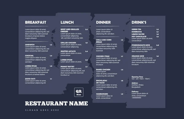 Restaurant cafe menu, template design.Single page food menu template.