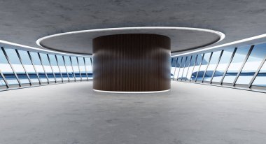 Fütüristik iç mekan tasarımı. 3B görüntüleme