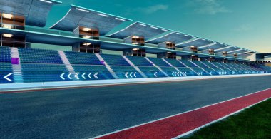 3D görüntüleme mevcut değil ok işaretli cam parmaklıklı fütüristik Racetrack Devresi