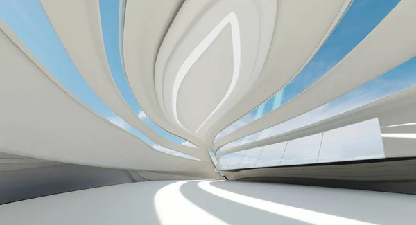 Futuristic Streamlined Interior Space Design Rendering — Stock Photo, Image