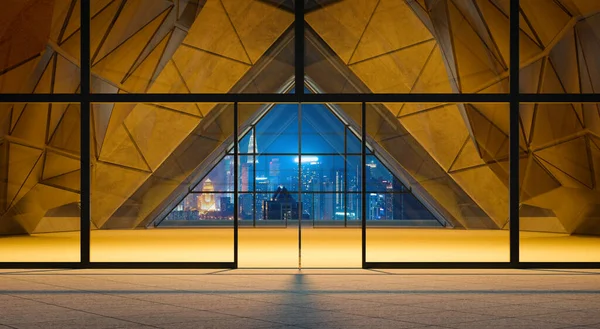 현대의 삼각형 설계는 콘크리트 요소로 건축을 설계한다 Photoreal 렌더링 — 스톡 사진