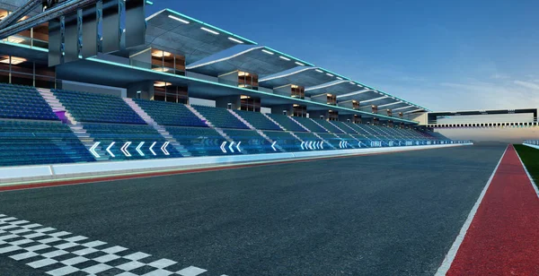 Рендеринг Існує Футуристичної Racetrack Circuit Решіткою Стрілкою — стокове фото