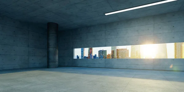 Цементно Бетонна Будівля Видом Місто Сонця Візуалізація — стокове фото