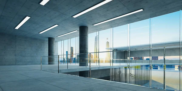 Moderna Glasvägg Kommersiella Byggnader Tomt Utrymme Realistisk Återgivning — Stockfoto