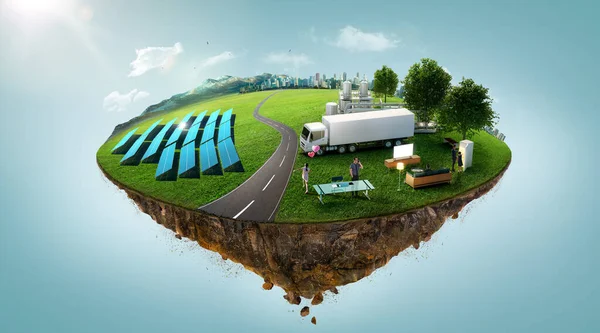 Alternatif Temiz Enerji Çevre Koruma Sürdürülebilir Ekolojik Yenilenebilir Enerji Kaynakları — Stok fotoğraf