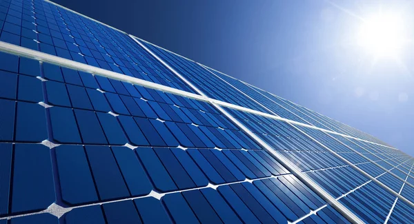 Zavřete Solární Panely Čistá Zelená Alternativní Obnovitelná Energie Pro Chytré — Stock fotografie
