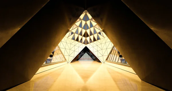 Design Forma Triangular Contemporânea Arquitetura Moderna Edifício Interior Com Elemento — Fotografia de Stock