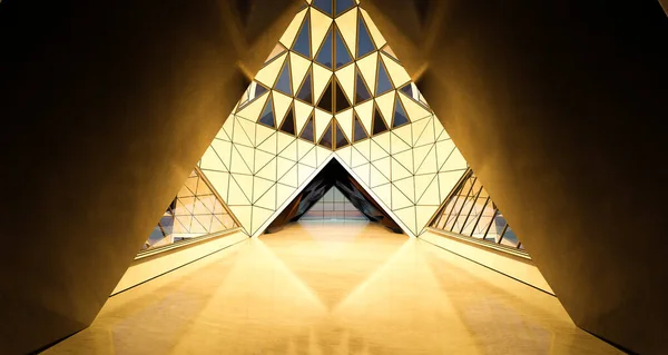 현대의 삼각형 모양은 콘크리트 요소로 인테리어를 설계이다 Photoreal 렌더링 — 스톡 사진