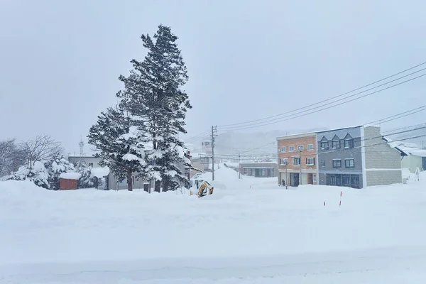 Snowplows Estão Limpando Estradas Para Tráfego Durante Uma Tempestade Neve — Fotografia de Stock