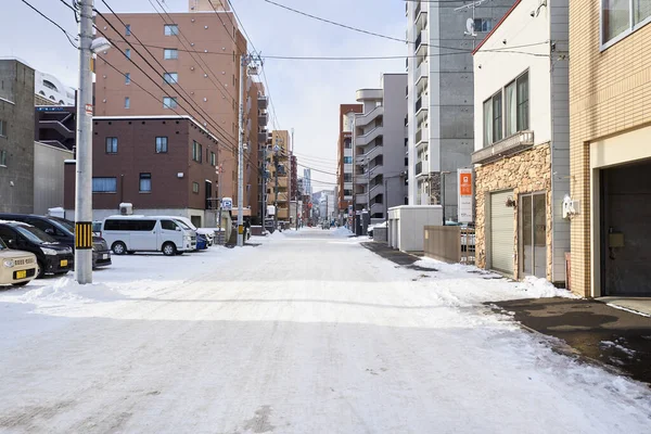 Хоккайдо Япония Декабря 2022 Года Заснеженные Улицы Саппоро Центр Города — стоковое фото