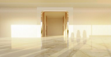 Empty interior hall with modern and retro design. 3d rendering mock up