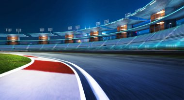 3d rendering of motion blurred night scene futuristic race track
