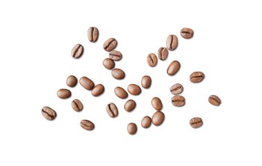 Roasted coffee beans isolated on background. Includes clipping path for easy adjustment of background color