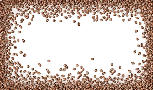 Roasted Coffee Beans Rectangle Frame Shape Isolated Background Includes Clipping — Photo