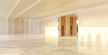 Empty interior hall with modern and retro design. 3d rendering mock up