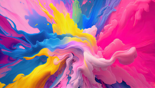 Abstract illustration paint texture in a rainbow of hues