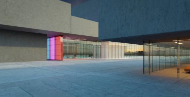 Modern ofis binaları dış görünüş. 3d oluşturma