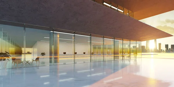 Modern Kontorsbyggnad Med Betong Och Glasfasad Minimalistisk Design Rendering — Stockfoto