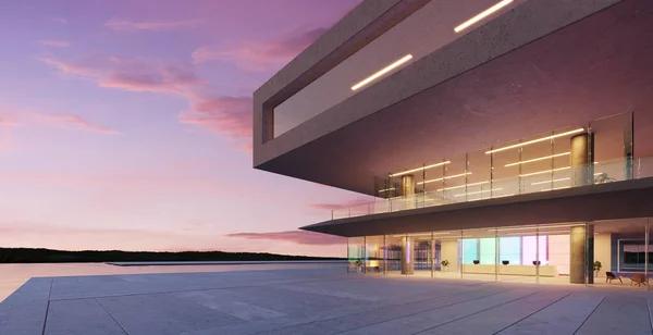 현대식 건물에는 정면에 이색갈 렌더링 — 스톡 사진
