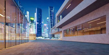 Modern cam cephe mağazasının dış cephesi. 3d oluşturma