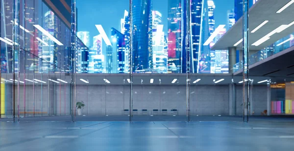 Сучасні Скляні Стіни Комерційні Будівлі Порожній Офіс Вибране Фокусування Реалістичний — стокове фото