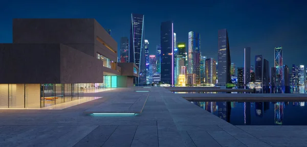 Fasader Moderna Byggnader Affärsdistriktet Natten Konvertering — Stockfoto
