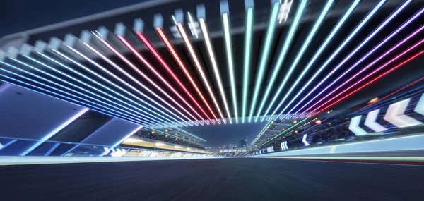 Moving Racetrack Arrow Neon Light Decoration Rendering — Photo