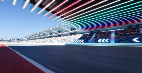 Moving Racetrack Arrow Neon Light Decoration Rendering — Stockfoto