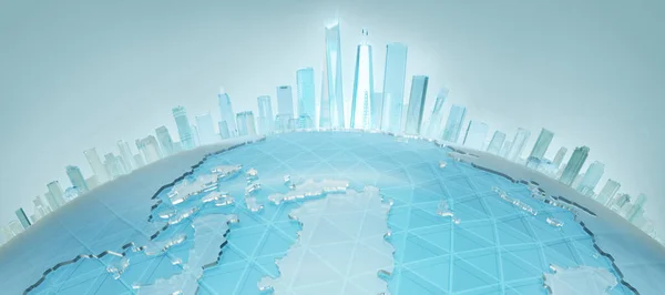 スマート都市デザインコンセプトマップ 3Dレンダリング — ストック写真