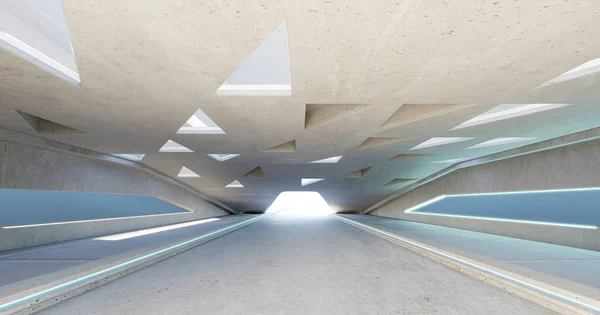 Piso Concreto Vazio Arquitetura Interior Telhado Com Design Elemento Triangular — Fotografia de Stock