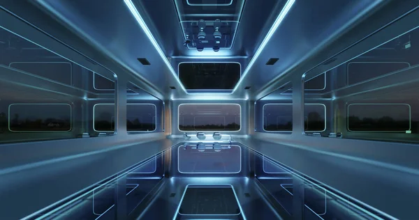 Modernes Science Fiction Futuristisches Interieur Bürodesign Mit Schönem Blick Auf — Stockfoto